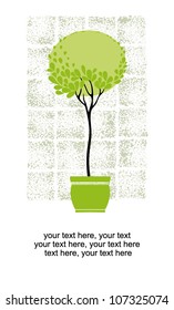 card with stylized tree in pot