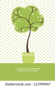 card with stylized tree in pot