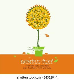 card with stylized tree in pot