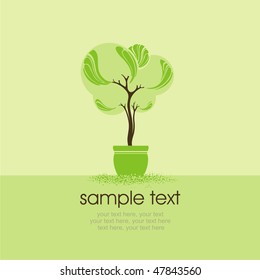 card with stylized tree in pot