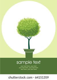 card with stylized tree in pot