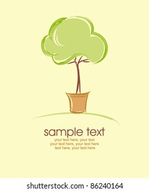 card with stylized tree in pot