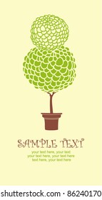 card with stylized tree in pot