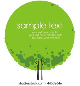 card with stylized tree and text