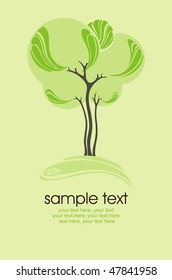 card with stylized tree and text