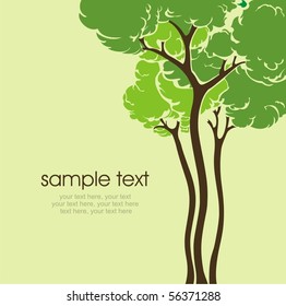 card with stylized tree and text