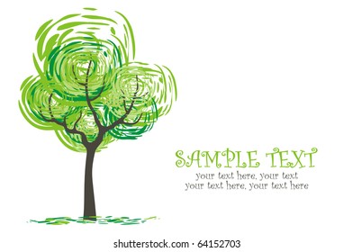 Card With Stylized Tree And Text