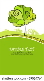 card with stylized tree and text