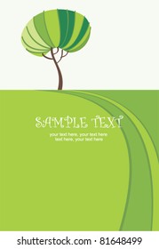 card with stylized tree and text