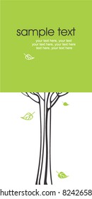 tarjeta con árbol estilizado y texto
