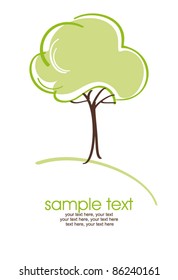 card with stylized tree and text