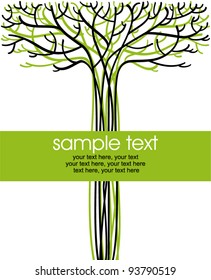 card with stylized tree and text