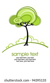 card with stylized tree and text