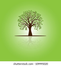 card with stylized tree and text, vector image for design