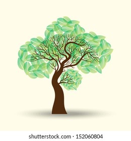 card with stylized tree and text, vector image for design