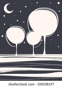 card with a stylized trees.