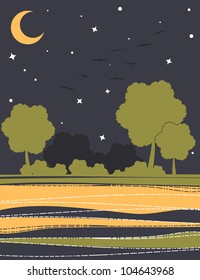 card with a stylized trees.