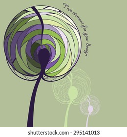 Card with stylized trees and text