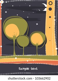 card with a stylized trees.Vector illustration