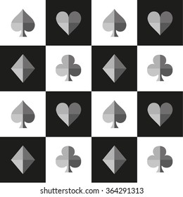 Card Suit Chess Board Black White Pattern Vector Illustration