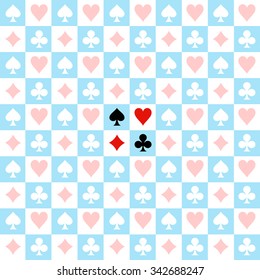 Card Suit Chess Board Blue White Background Illustration