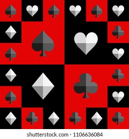 Card Suit Chess Board Red and Black Pattern. Vector Illustration