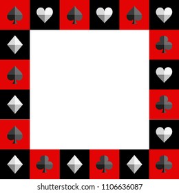 Card Suit Chess Board Red and Black Border Vector Illustration