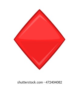 Card suit diamonds icon in cartoon style isolated on white background. Game symbol