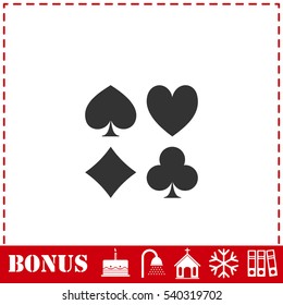 Card suit icon flat. Simple vector symbol and bonus icon