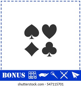 Card suit icon flat. Simple vector symbol and bonus icon