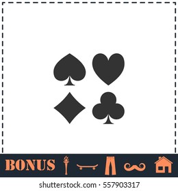 Card suit icon flat. Simple vector symbol and bonus icon