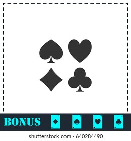 Card suit icon flat. Simple vector symbol and bonus icon