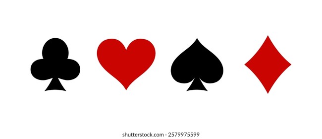 Card suit icon vector. Icons of spades, clubs, diamonds, hearts. Card suit icon vector. Casino icons