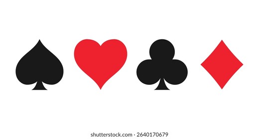Card suit icons, clubs, diamonds, hearts, spades. Poker graphic elements