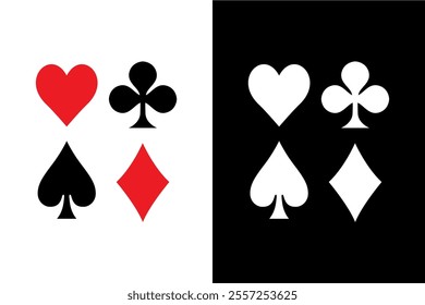 Card suit icons vector. clubs diamonds hearts spades icons. Casino Poker and gambling graphic elements