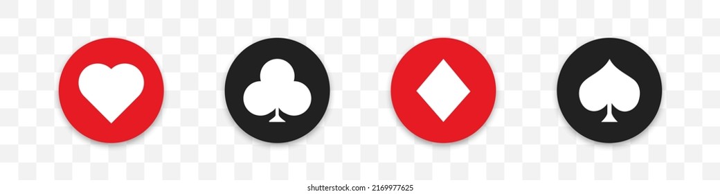 Card suit icons. Vector isolated illustration. Playing card cuit. Casino symbol.