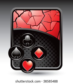 card suit on red cracked backdrop