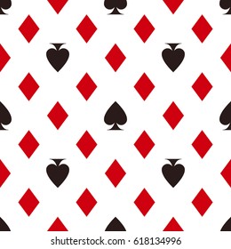 Card suit pattern. Diamonds & spades. Seamless vector game background