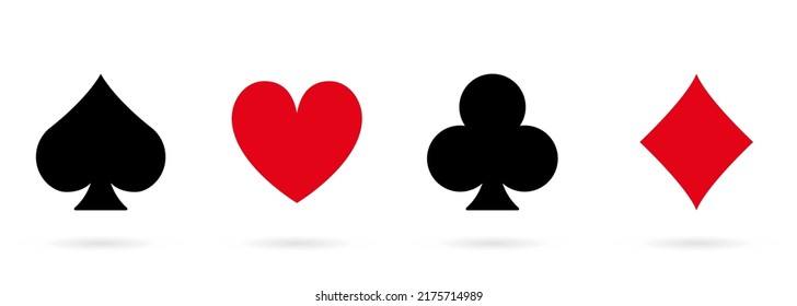 Card Suit Spade Black Silhouette Icon. Casino Game Flat Symbol. Poker Play Suit Set Glyph Pictogram. Gambling Black Jack Club in Las Vegas Symbol. Playing Card. Isolated Vector Illustration.