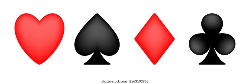 Card suit symbol. 3D card suit. Vector illustration