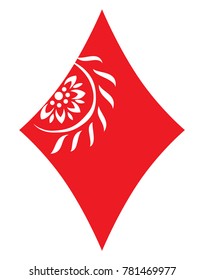 Card suit of a tambourine with a white pattern.