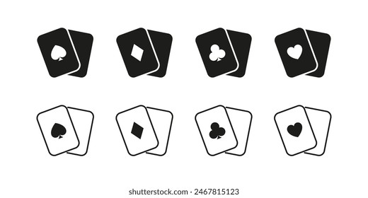 Card suit vector icon set. Playing cards suits. Space, diamond, heart and club card suits.