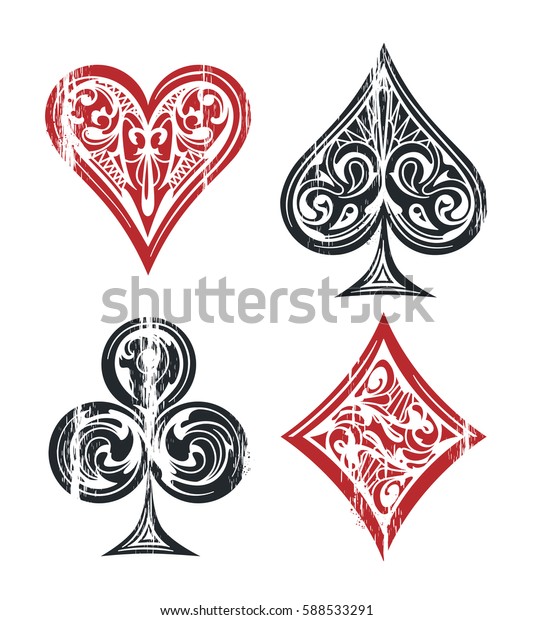 Card Suit Vintage Symbols Isolated On Stock Vector (Royalty Free ...