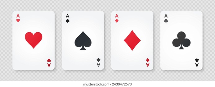 Card suits. All types of playing, poker cards. Vector EPS10