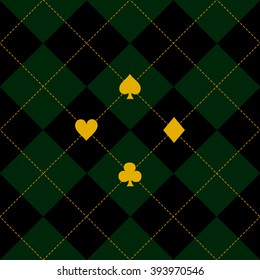 Card Suits Black Green Diamond Background Vector Illustration