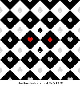 Card Suits Black White Chess Board Diamond Background Vector Illustration