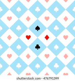 Card Suits Blue Red White Chess Board Diamond Background Vector Illustration
