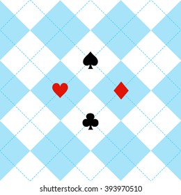 Card Suits Blue White Diamond Background Vector Illustration