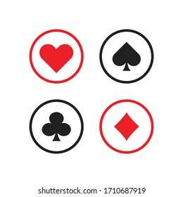 Card suits in a circle set icon. Isolated vector sign symbol.