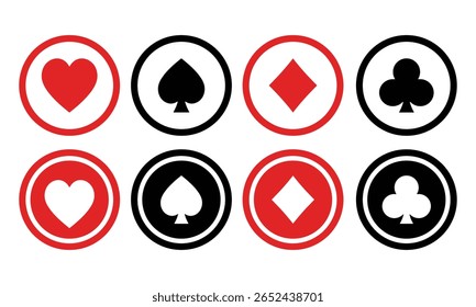 Card suits in a circle set icon. Isolated design vector template